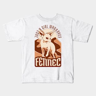 Just A Girl Who Loves Fennec Fox Vintage Retro Kids T-Shirt